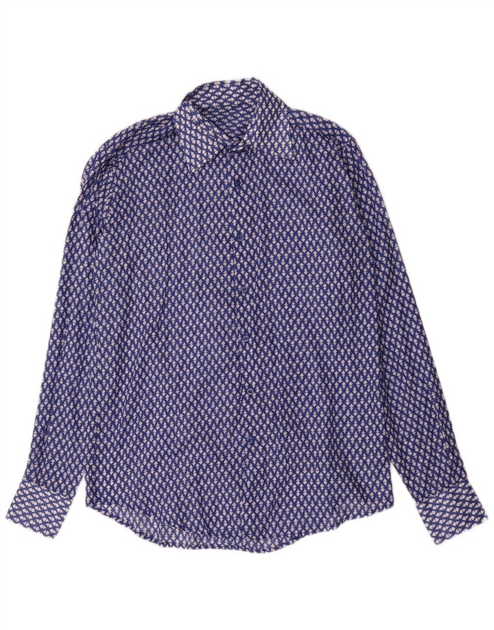 Camisa Masculina Vintage Média Azul Floral