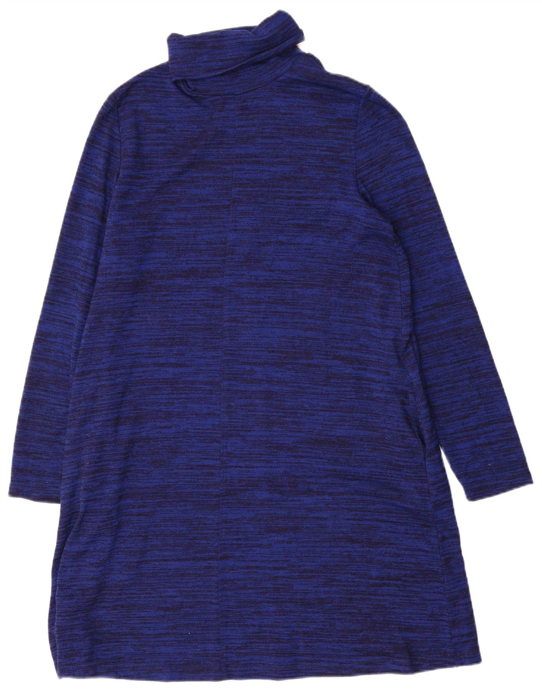 Vestido jumper feminino Marks & Spencer Reino Unido 14 grande poliéster manchado azul marinho