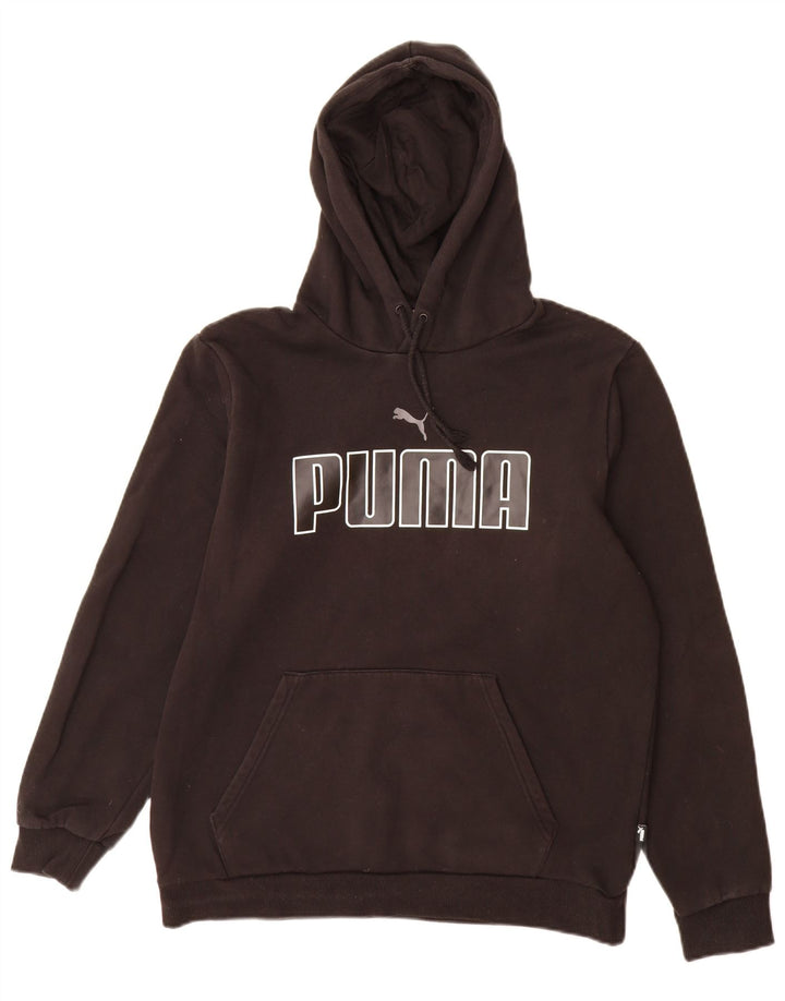 Puma masculino gráfico moletom com capuz médio algodão preto