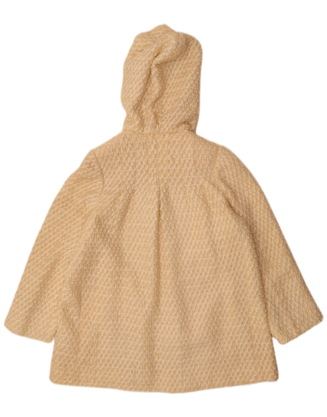 Sobretudo feminino vintage com capuz UK 12 listrado amarelo médio