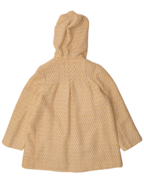 Sobretudo feminino vintage com capuz UK 12 listrado amarelo médio