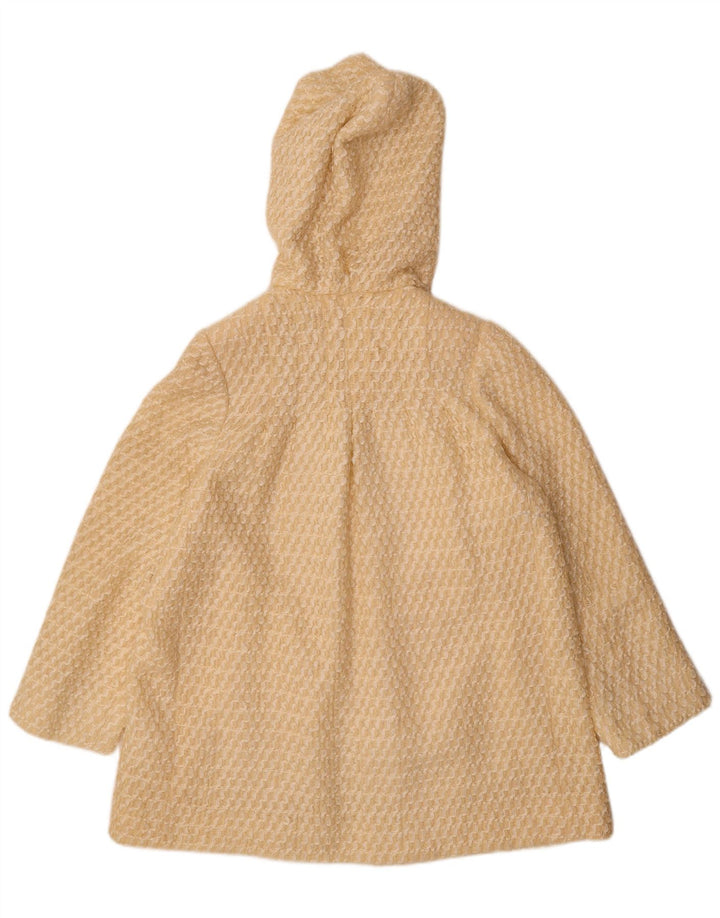 Sobretudo feminino vintage com capuz UK 12 listrado amarelo médio