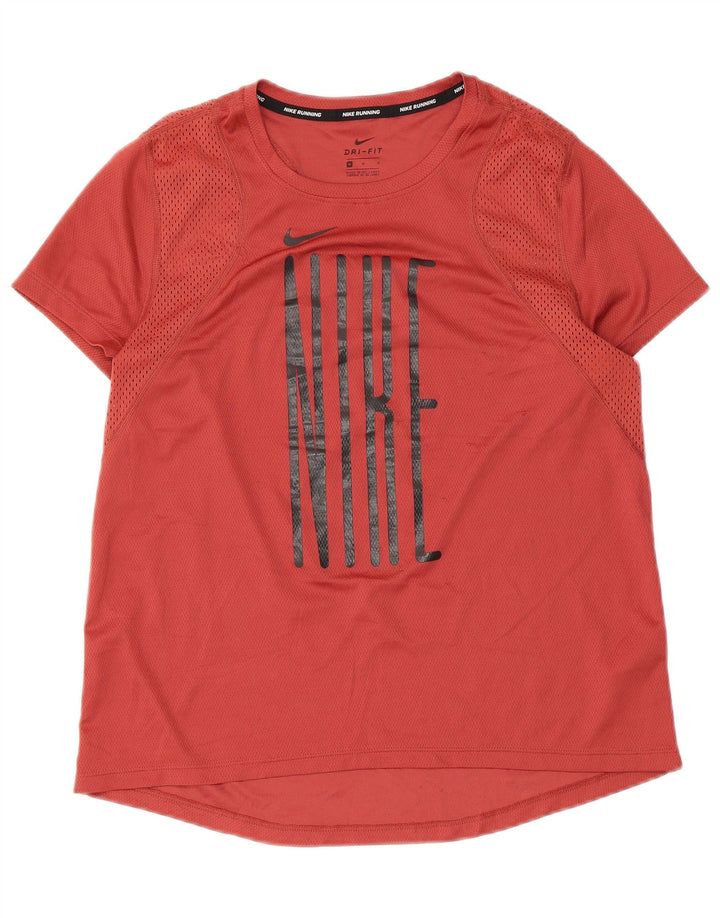 Camiseta Nike Feminina Dri Fit Running Graphic Top UK 12 Médio Poliéster Vermelho