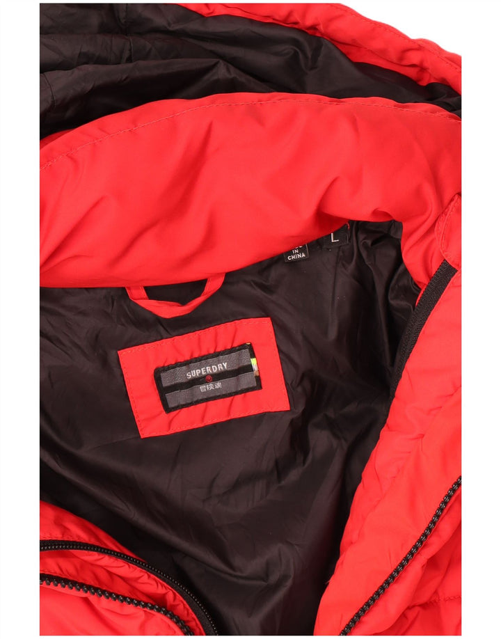 Jaqueta acolchoada com capuz masculina Superdry UK 40 poliéster vermelho grande