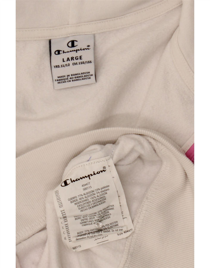 CHAMPION Girls Zip Hoodie Sweater 11-12 Years Large White Cotton Vintage Champion and Second-Hand Champion from Messina Hembry 