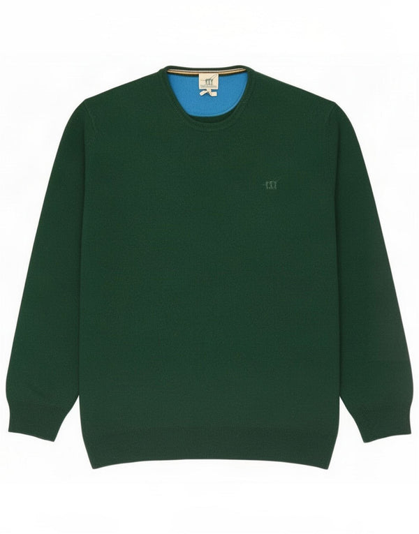 Henry Cottons Suéter masculino com gola redonda 3XL lã virgem verde
