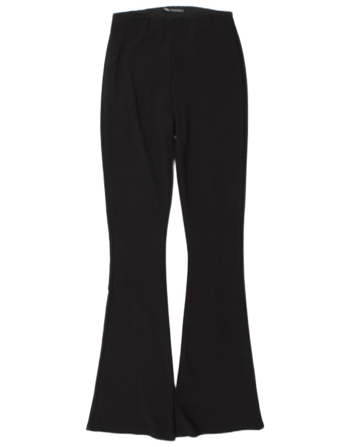 Zara Womens Flare Leggings UK 14 Médio Preto Poliéster