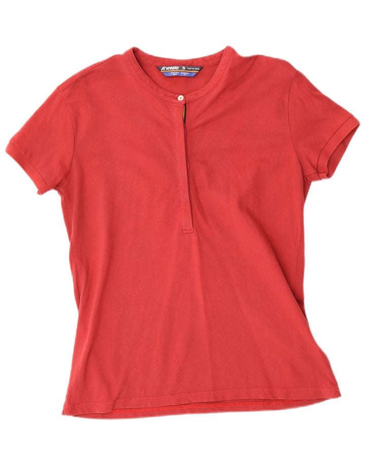 Camisa polo feminina K-Way UK 14 algodão vermelho médio