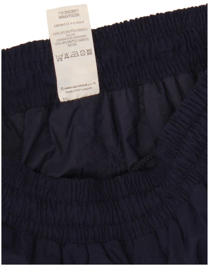 Calça de treino masculina Marks & Spencer pequena azul marinho nylon