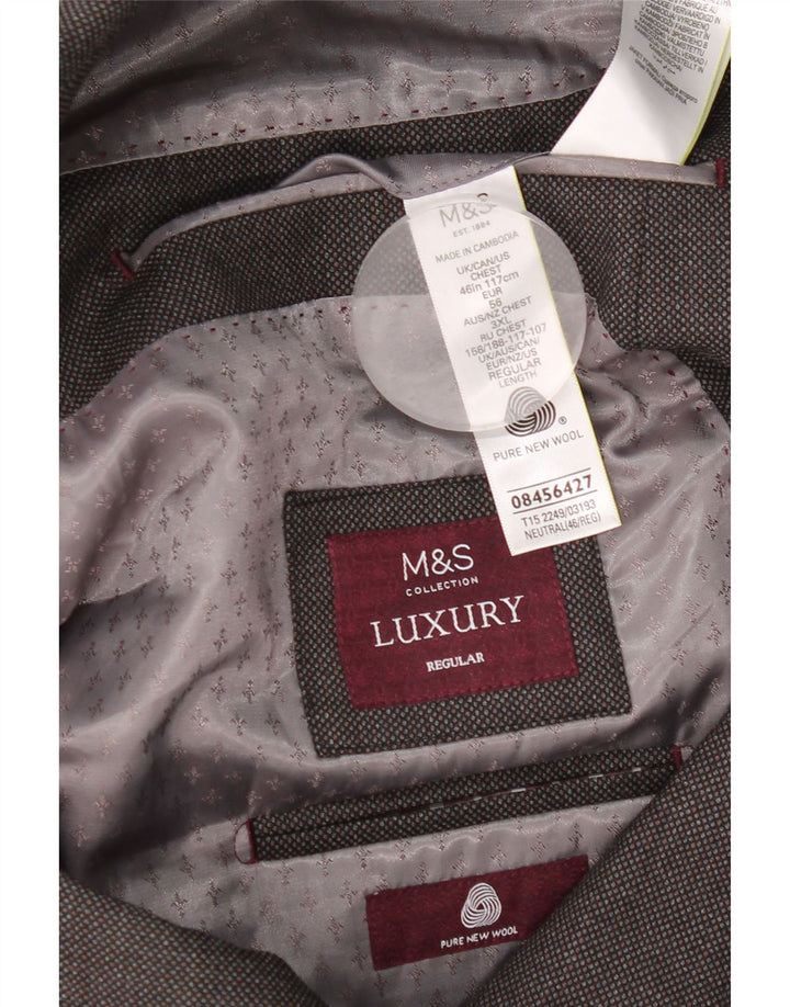 Jaqueta Blazer Masculina Marks & Spencer Regular Fit 2 Botões Reino Unido 46 XL Cinza