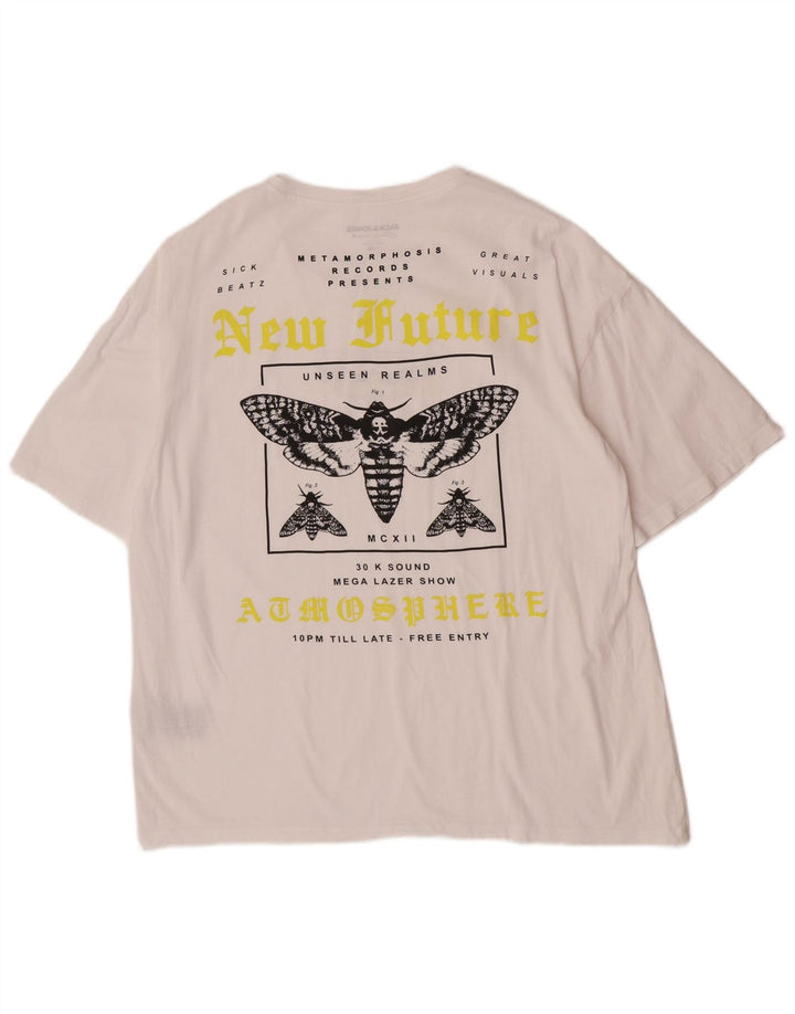 Camiseta gráfica masculina Jack & Jones Top médio algodão branco