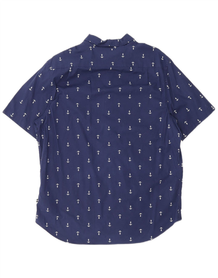 Camisa masculina Nautica Stretch manga curta com estampa abstrata grande azul marinho