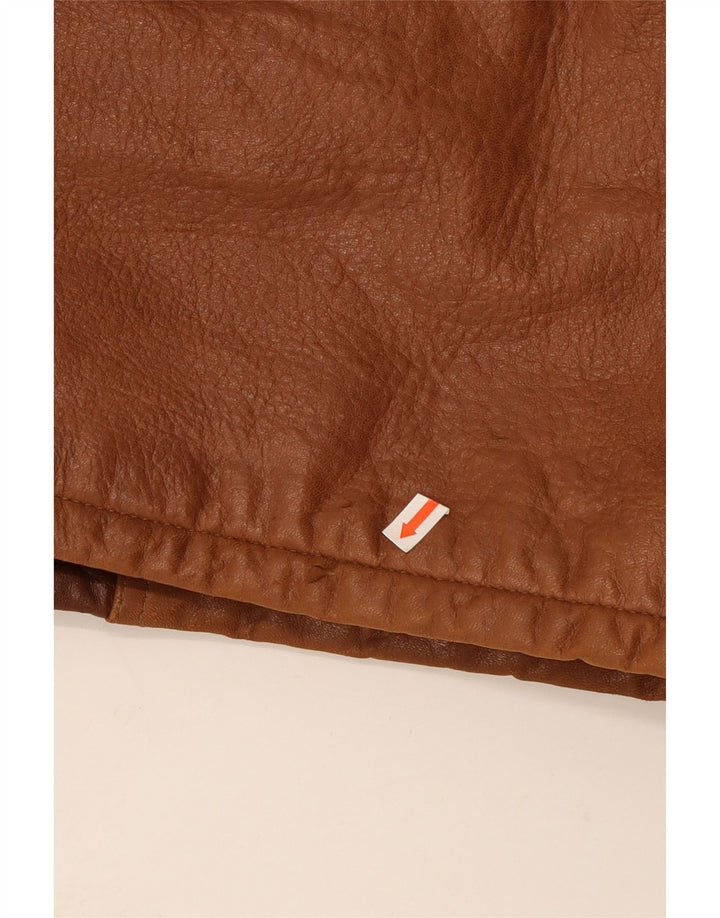 Jaqueta de couro masculina vintage IT 52 XL marrom colorblock couro