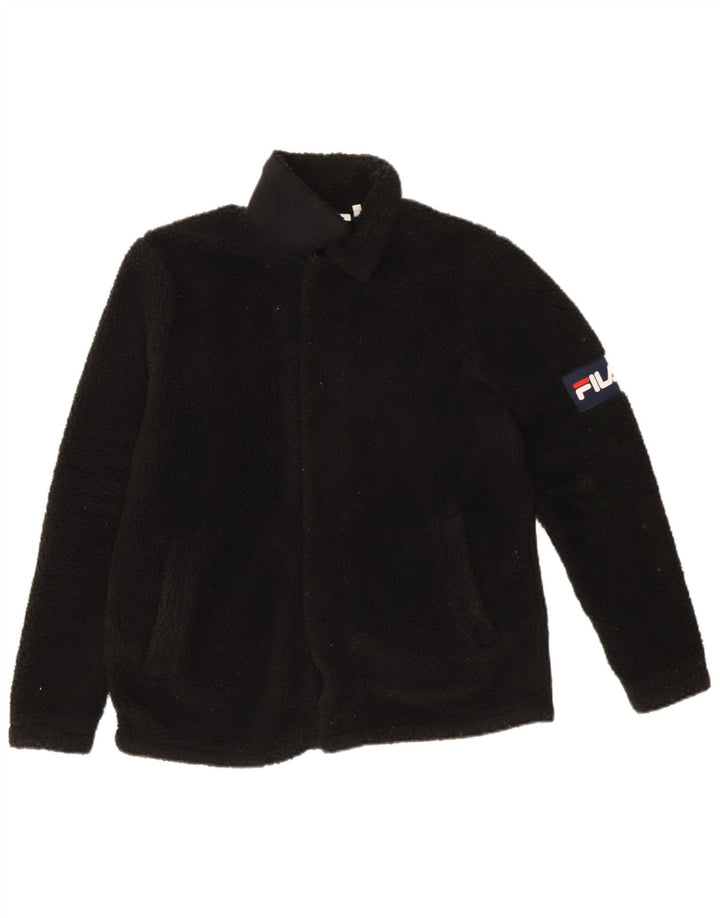 Jaqueta feminina Fila Graphic Fleece UK 10 pequena poliéster preta