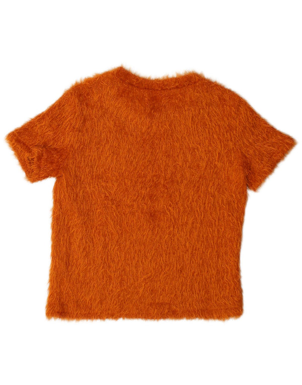 Camiseta feminina Zara Top UK 10 pequena laranja poliéster