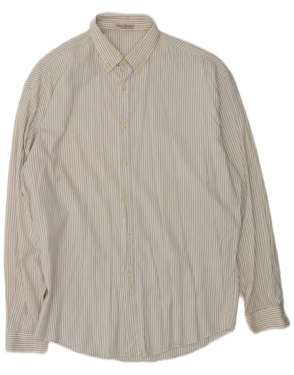 Camisa masculina Gianni Versace média listrada branca