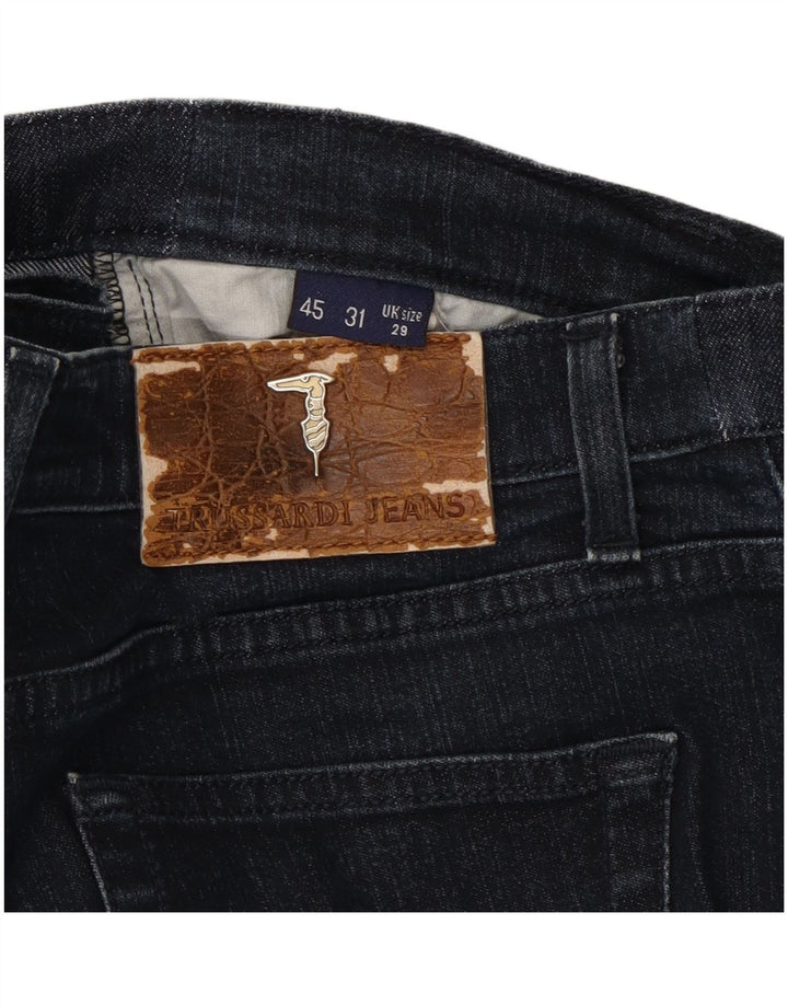 Jeans recortados femininos Trussardi W29 L25 algodão azul marinho