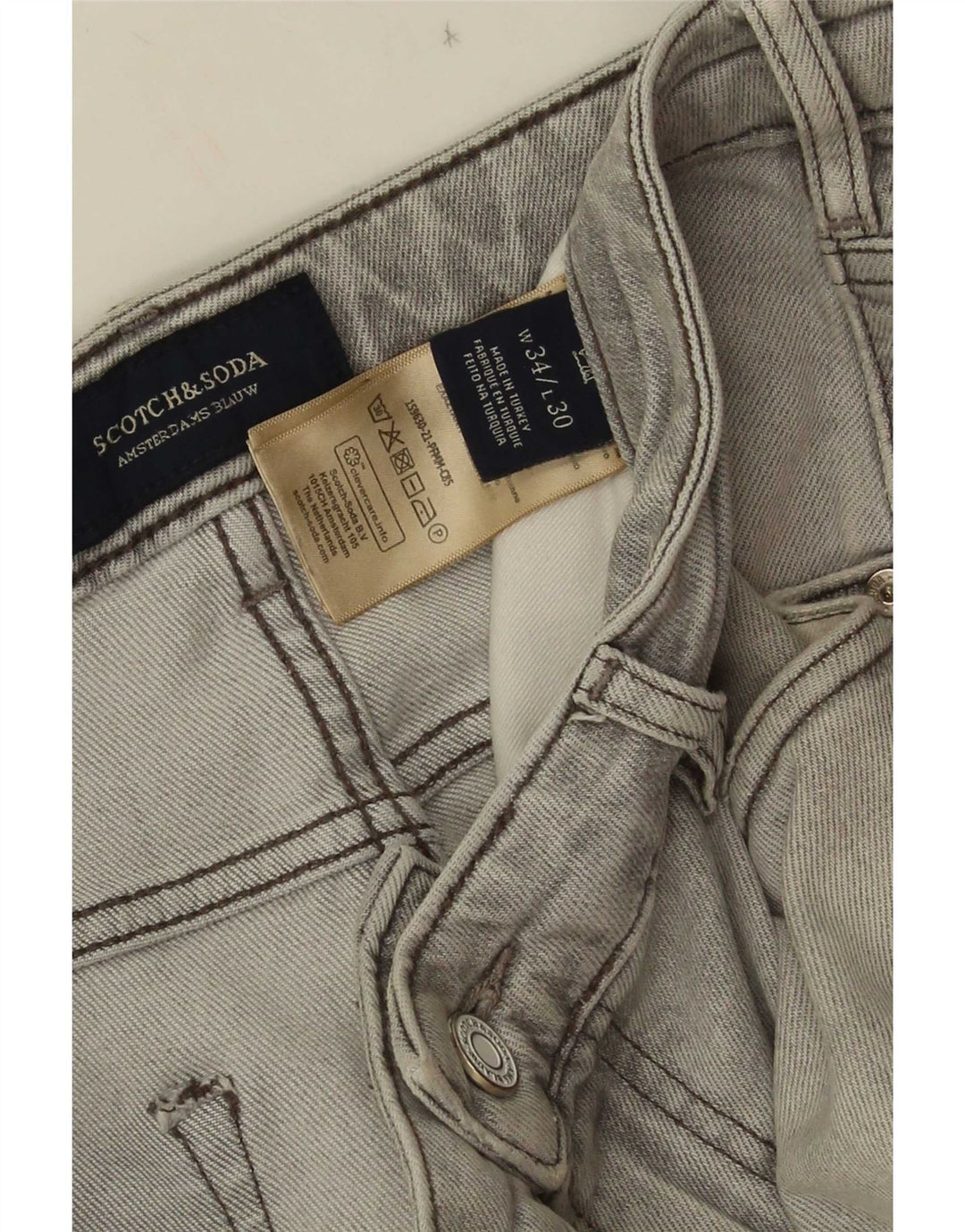 Scotch & Soda Mens Slim Jeans W34 L30 Algodão Cinza