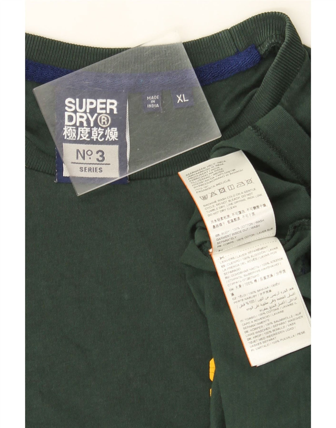 Superdry Mens Graphic Top Manga Longa XL Verde Algodão