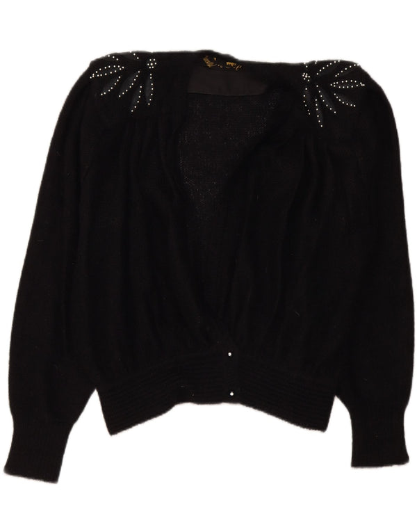 Suéter cardigã feminino vintage IT 48 XL preto
