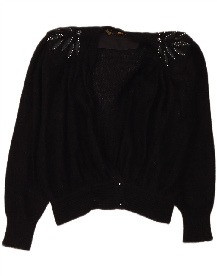 Suéter cardigã feminino vintage IT 48 XL preto