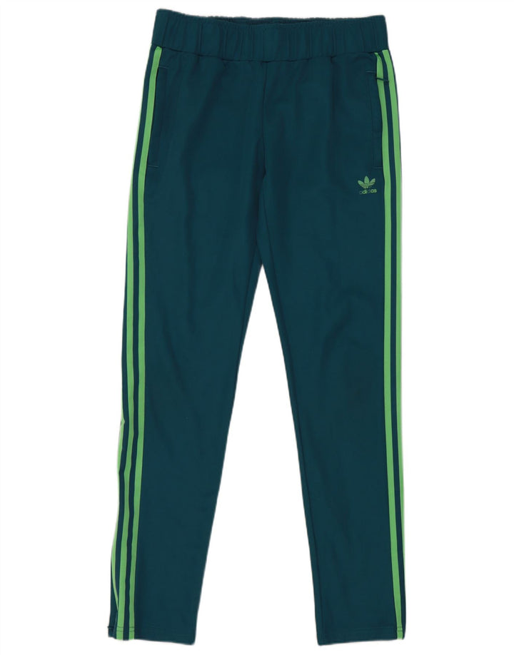Calça de treino feminina Adidas UK 12 algodão azul médio