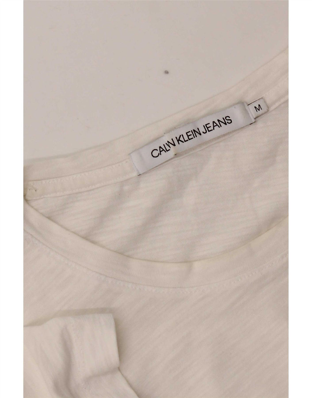 Camiseta Calvin Klein Jeans Mulher Top UK 14 Médio Branco