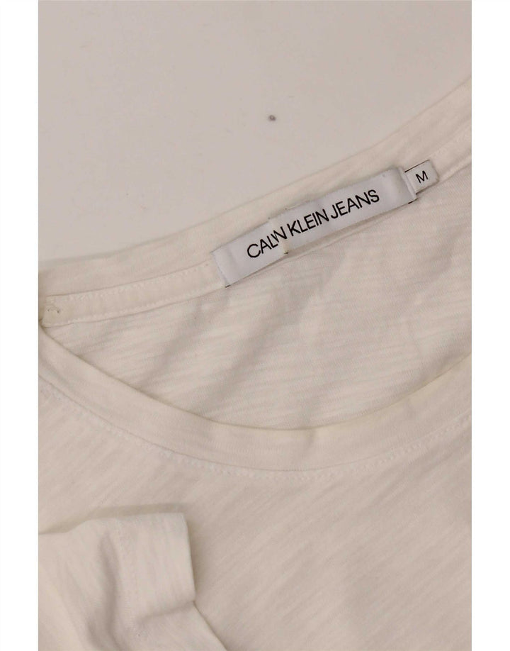 Camiseta Calvin Klein Jeans Mulher Top UK 14 Médio Branco