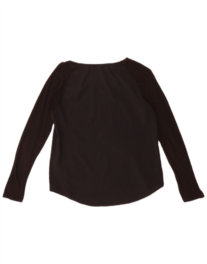 Blusa feminina de manga comprida French Connection UK 10 pequena Lyocell preta