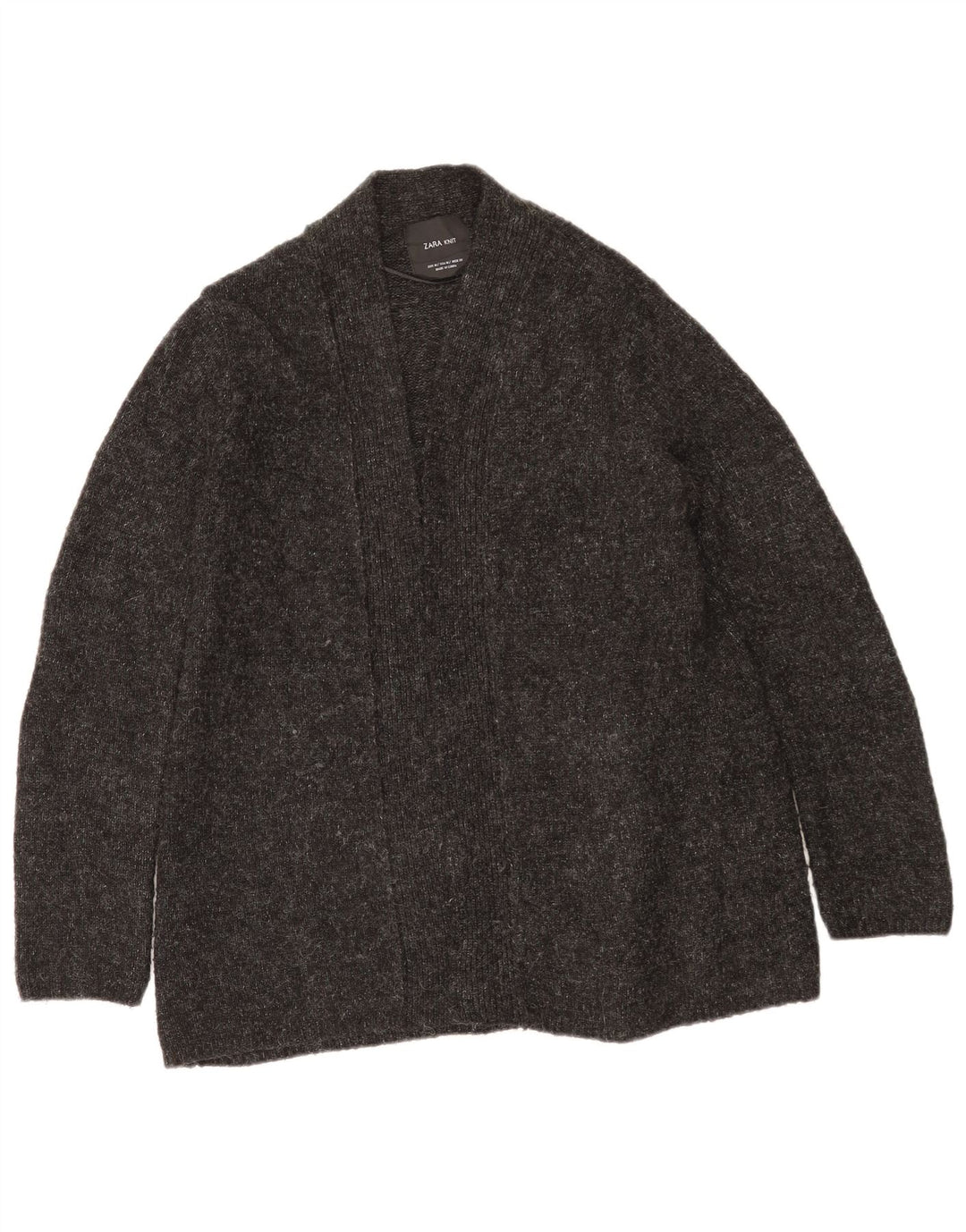 Zara Suéter Cardigan Aberto Feminino Reino Unido 14 Cinza Médio