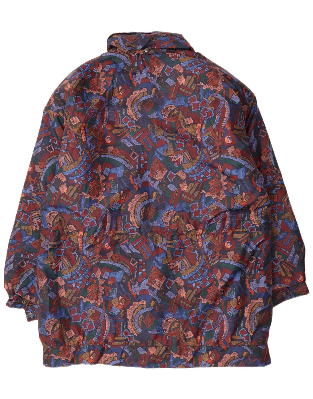 Casaco corta-vento feminino VINTAGE Reino Unido 16 grande geométrico multicolorido