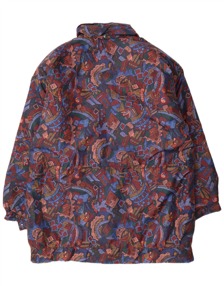 Casaco corta-vento feminino VINTAGE Reino Unido 16 grande geométrico multicolorido