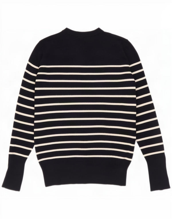 Suéter feminino Zara com gola redonda e listrado azul marinho médio UK 12