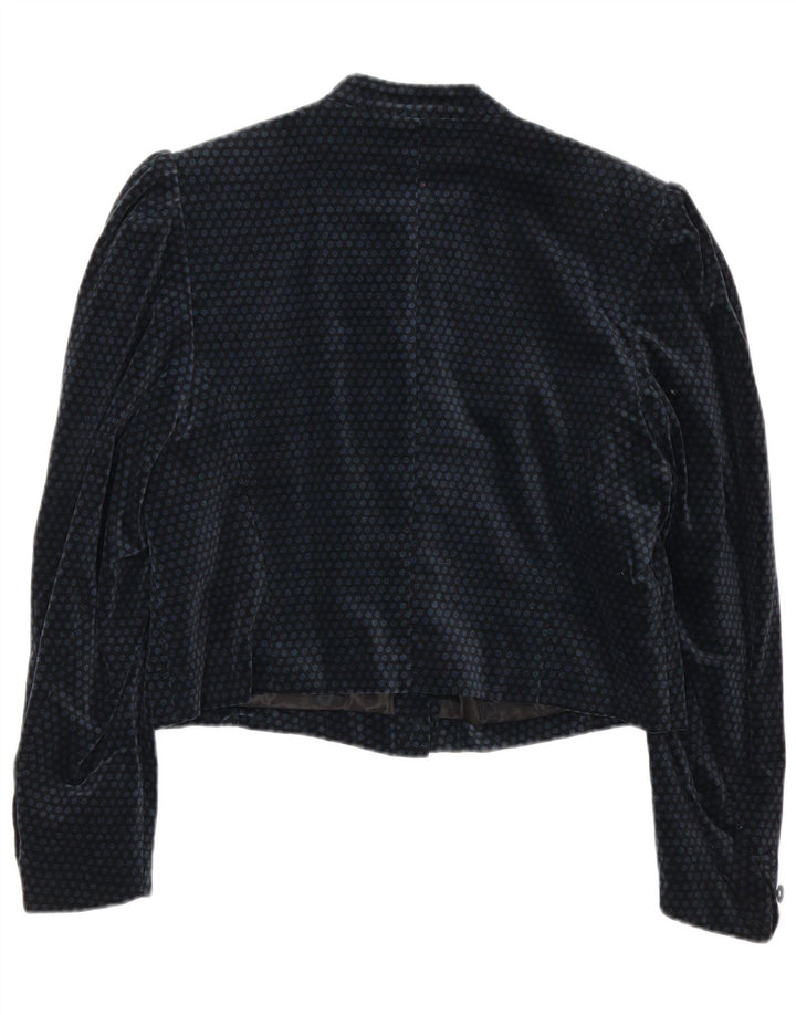 Jaqueta Blazer Feminina Cacharel Crop 6 Botões EUA 10 Grande Bolinhas Azul Marinho