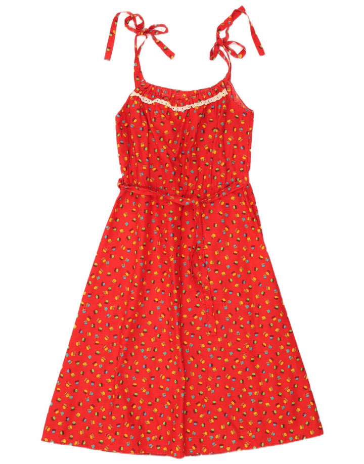 Vestido feminino vintage com padrão abstrato deslizante IT 44 vermelho médio