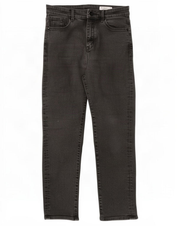 Calça jeans feminina Marks & Spencer Cigarette Straight UK 10 pequena W28 L26 preta