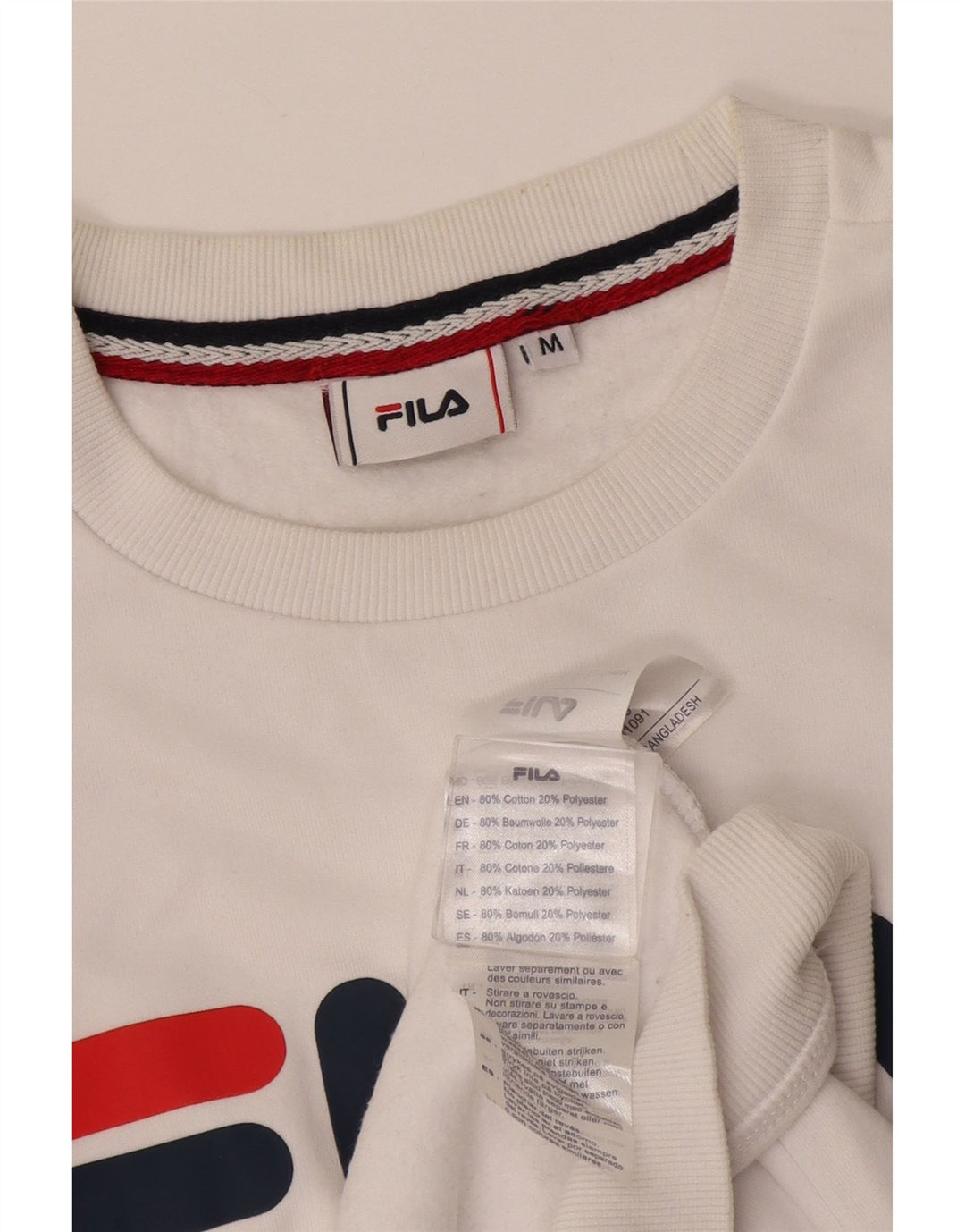 Fila Mens Graphic Moletom Jumper Médio Algodão Branco