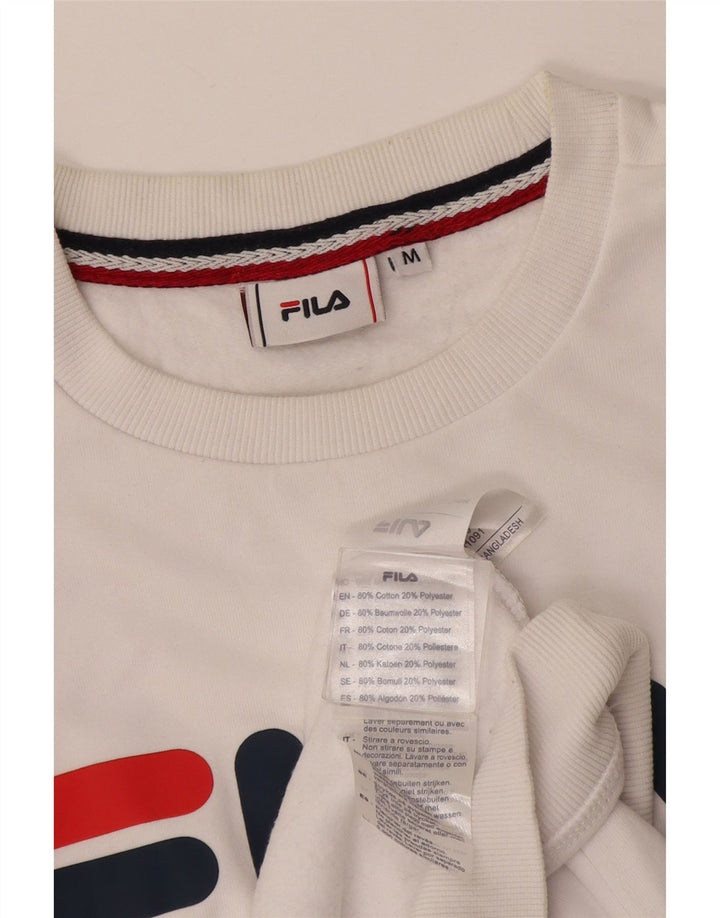 Fila Mens Graphic Moletom Jumper Médio Algodão Branco