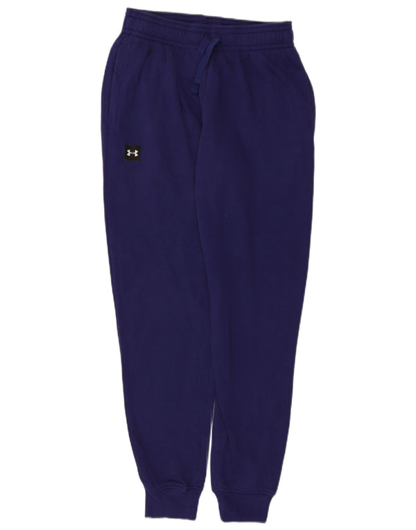Calça de treino feminina Under Armour Joggers UK 12 algodão roxo médio