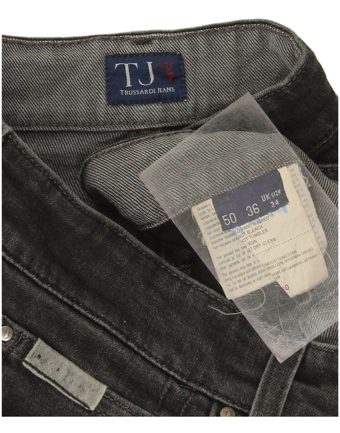 Jeans retos masculinos TRUSSARDI W34 L31 algodão preto