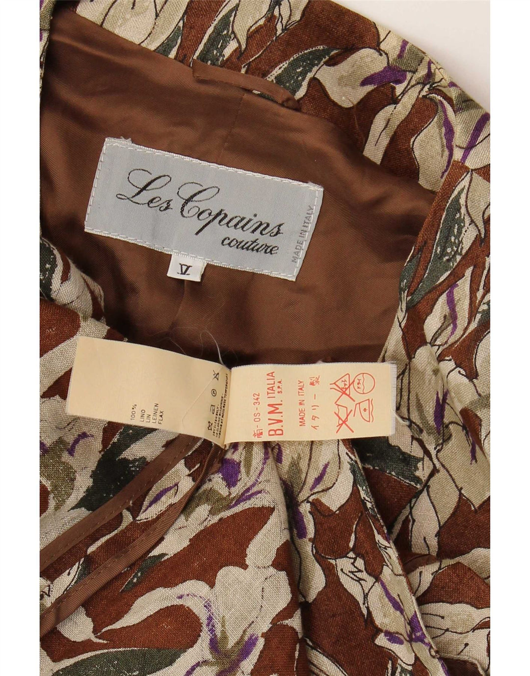 Jaqueta blazer feminina de manga curta Les Copains Reino Unido 16 grande marrom floral