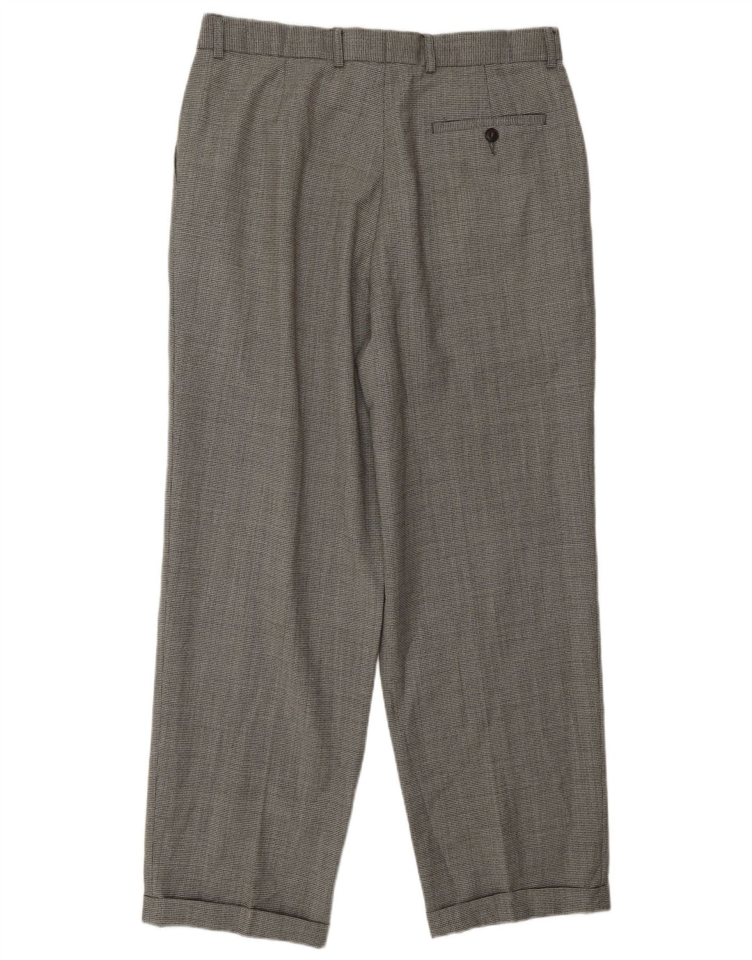 Calça casual masculina Marks & Spencer W34 L31 lã houndstooth preta