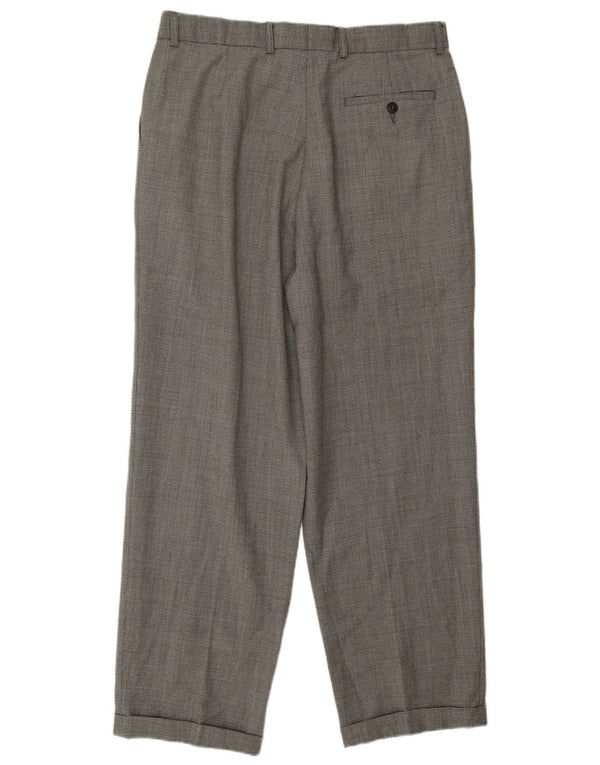 Calça casual masculina Marks & Spencer W34 L31 lã houndstooth preta