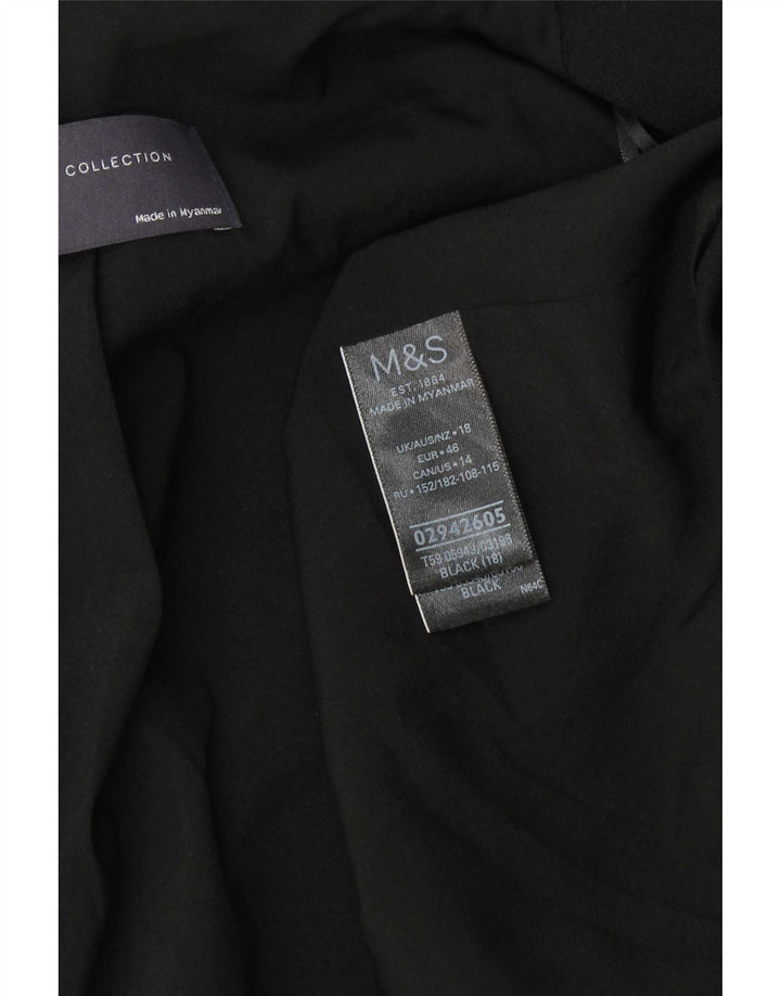 Jaqueta blazer feminina Marks & Spencer manga 3/4 aberta Reino Unido 18 XL preta