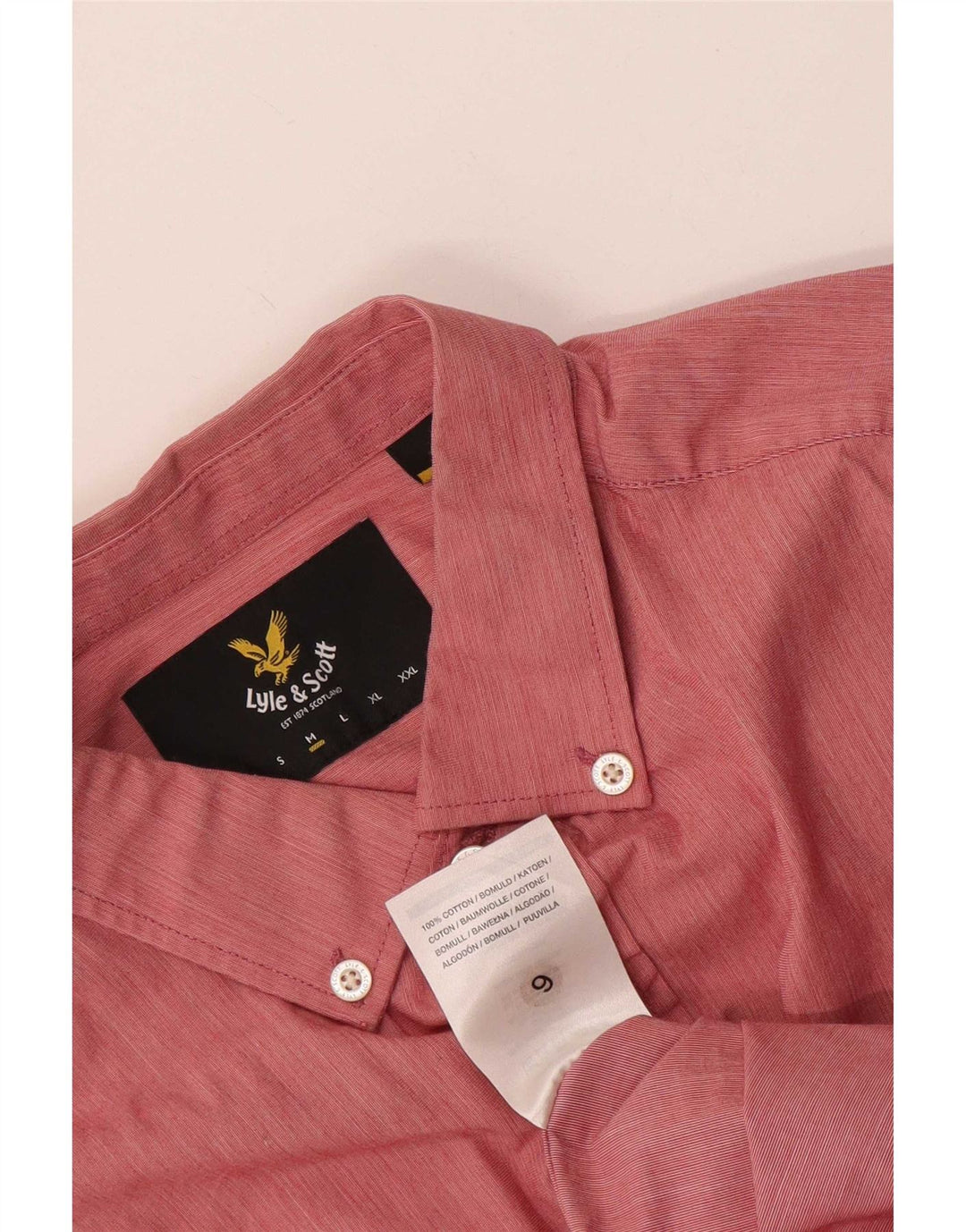 Camisa masculina Lyle & Scott de algodão rosa médio