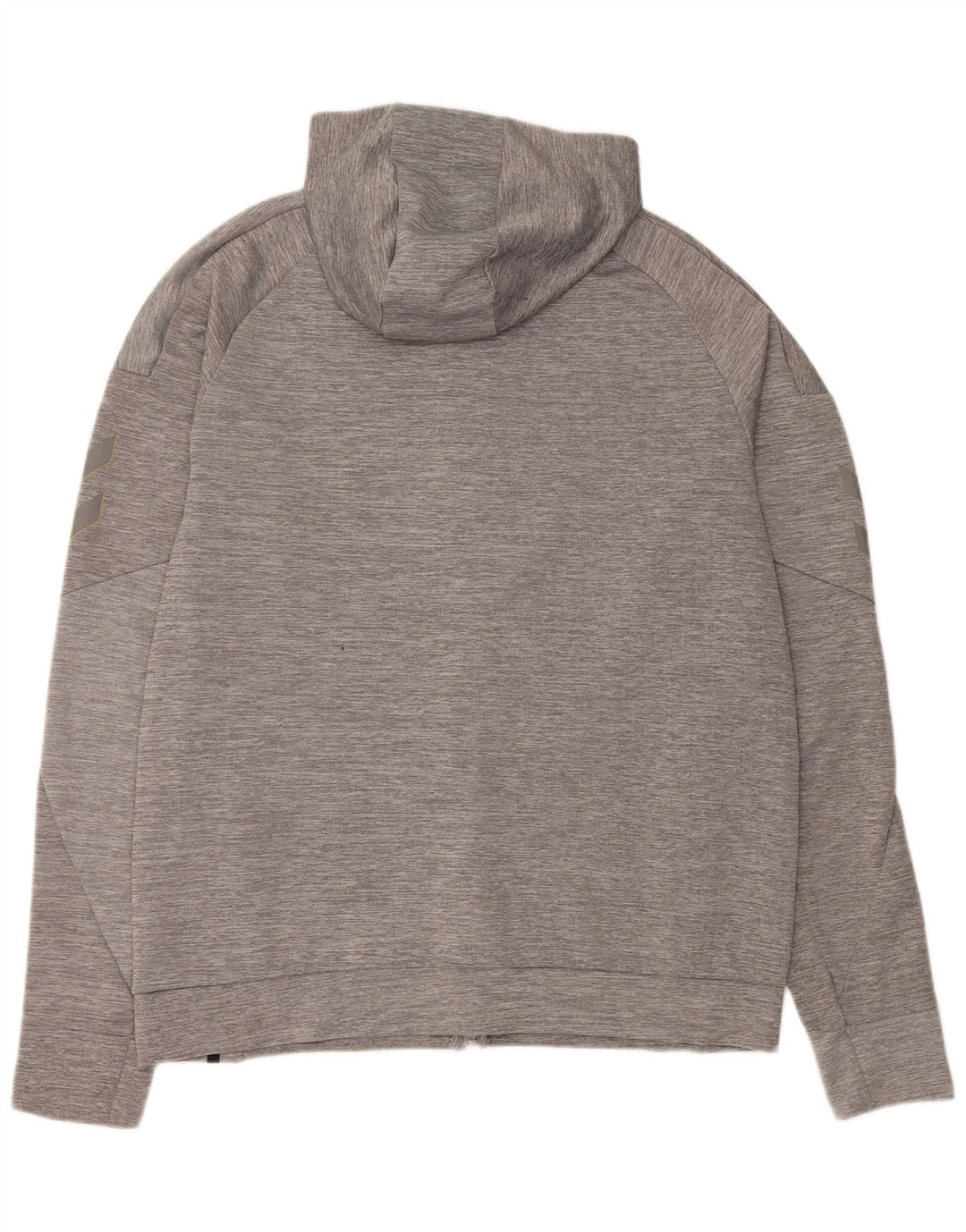 Suéter masculino HUMMEL com capuz e zíper grande poliéster manchado cinza