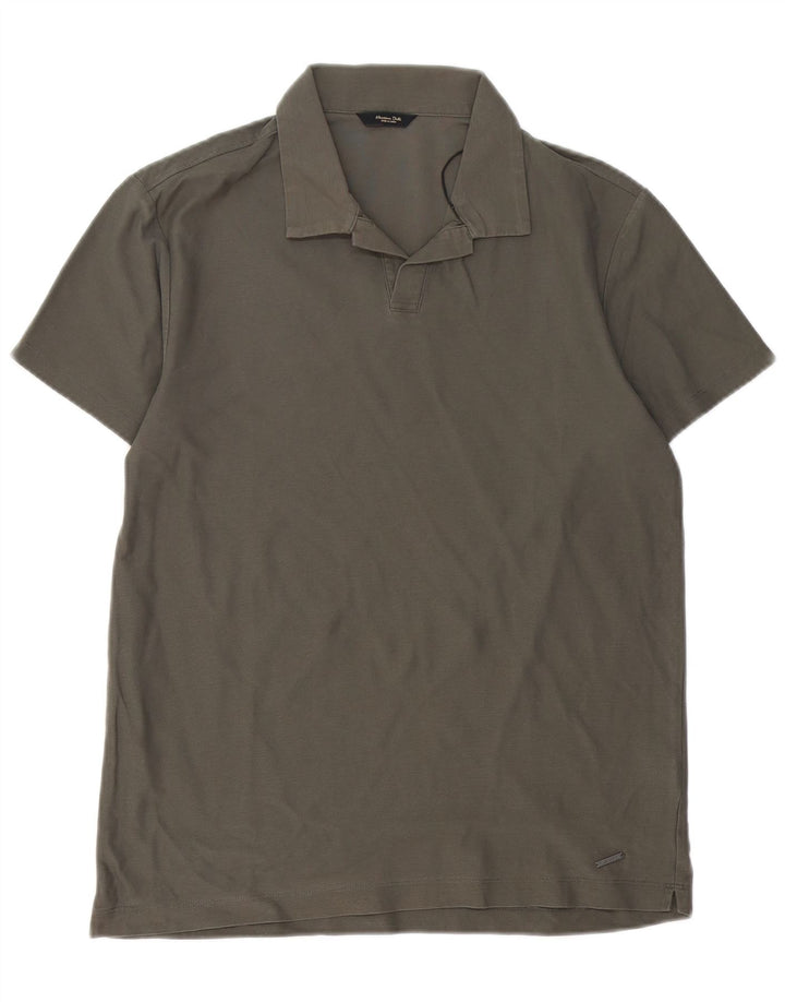 Camisa polo masculina MASSIMO DUTTI pequena cinza algodão