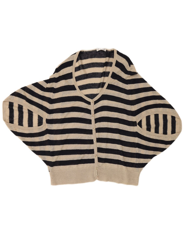 Suéter feminino Marks & Spencer Autograph Cardigan Reino Unido 16 listrado bege grande