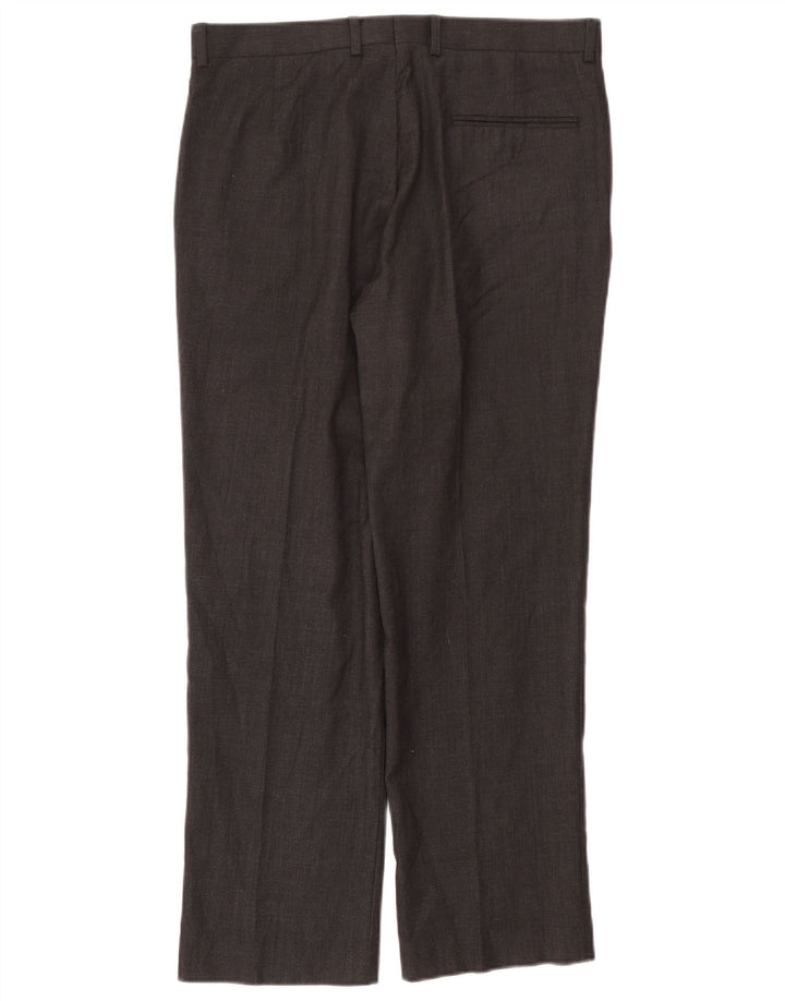 Calça masculina de terno reto John Lewis W34 L29 lã preta