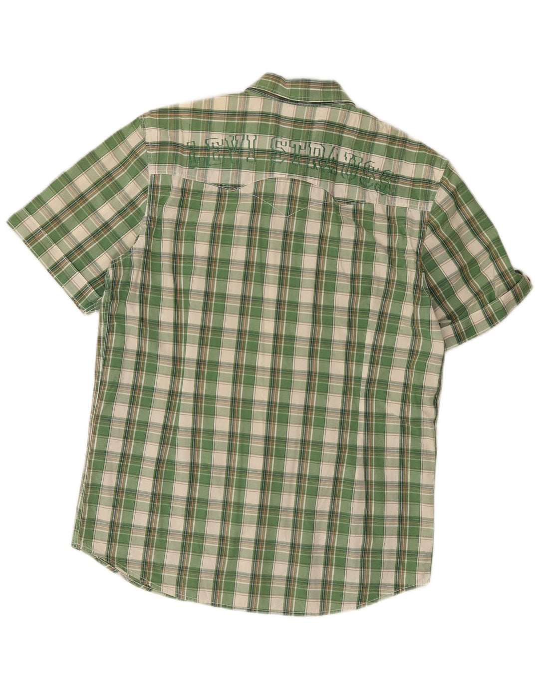 Camisa masculina gráfica de manga curta Levi's grande algodão xadrez verde